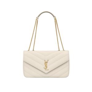 SAINT LAURENT WOMEN’S MEDIUM LOULOU LEATHER SHOULDER BAG IN BLANC VINTAGE