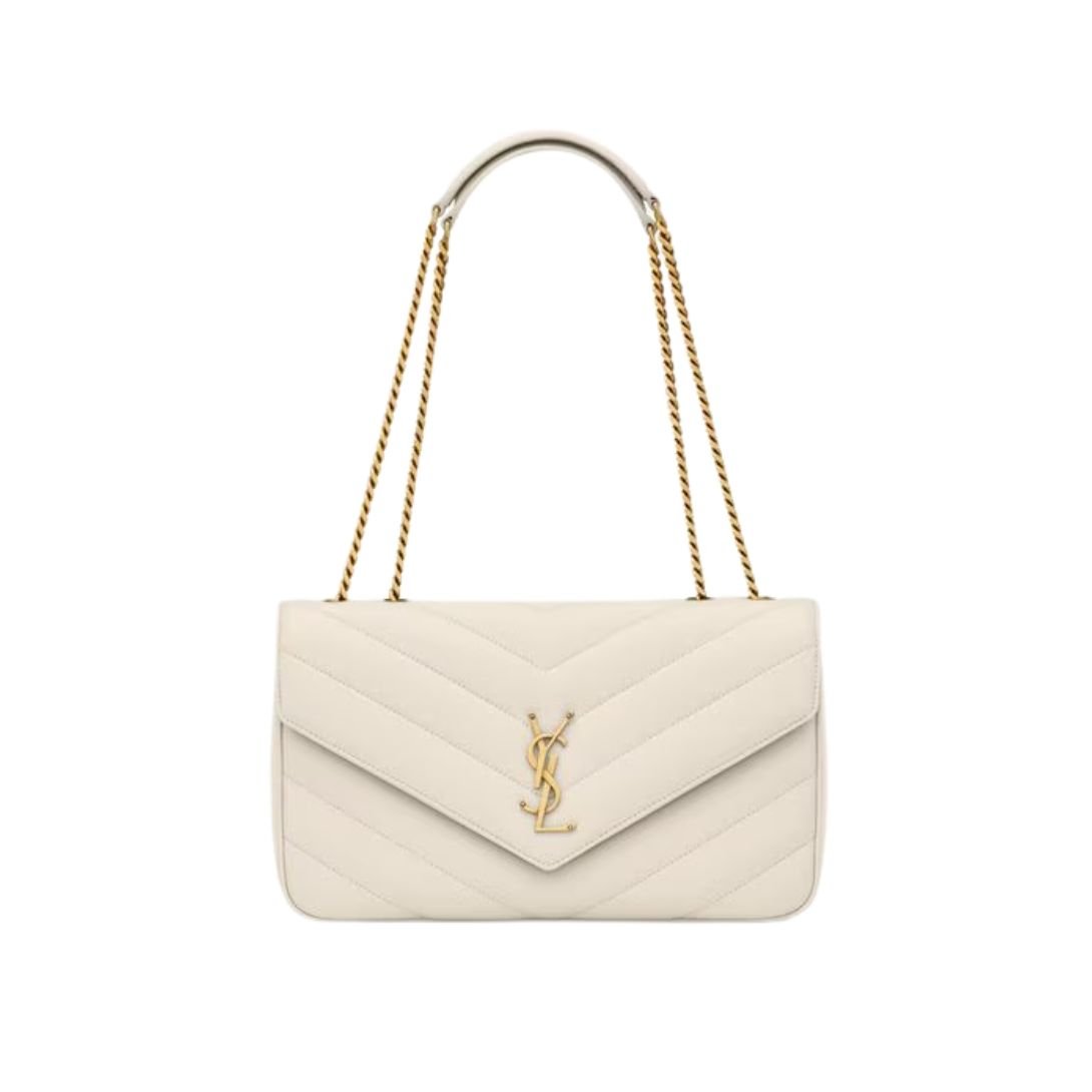 SAINT LAURENT WOMEN'S MEDIUM LOULOU LEATHER SHOULDER BAG IN BLANC VINTAGE
