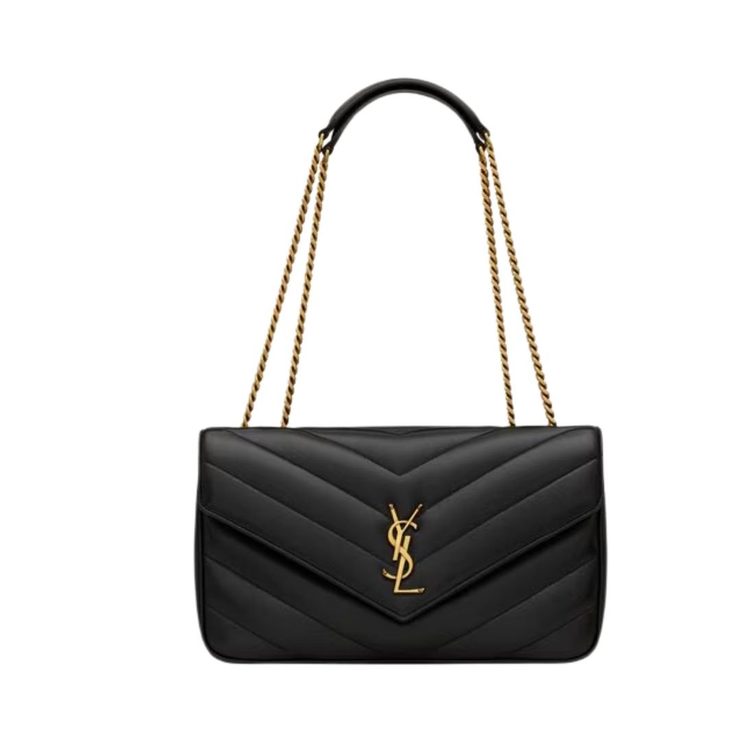 SAINT LAURENT WOMEN'S MEDIUM LOULOU LEATHER SHOULDER BAG IN NOIR