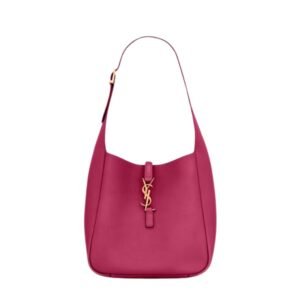 SAINT LAURENT WOMEN’S LE 5 À 7 SUPPLE BABY SHOULDER BAG IN GRAINED LEATHER RASPBERRY PINK