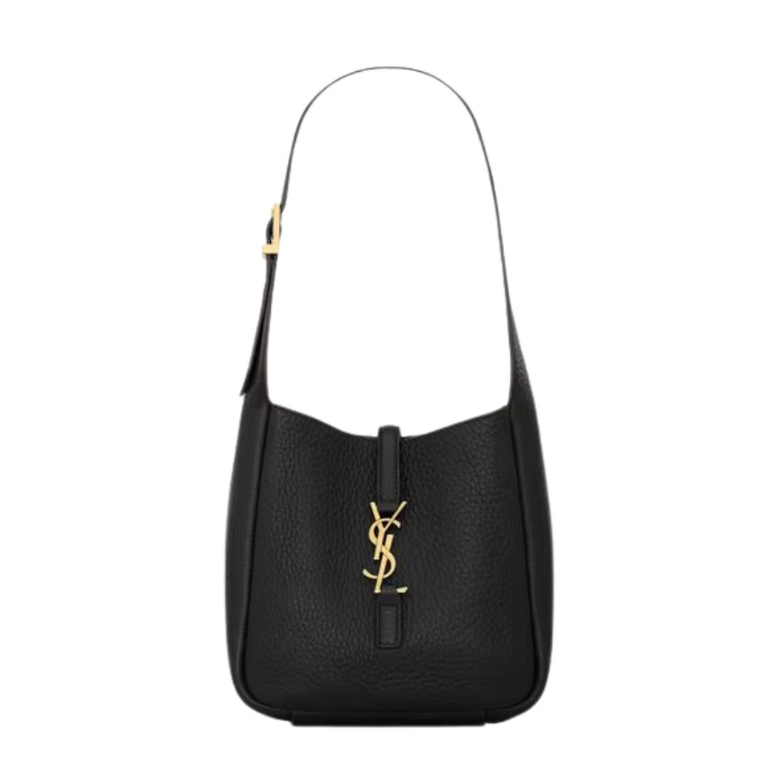 SAINT LAURENT WOMEN'S LE 5 À 7 SUPPLE BABY SHOULDER BAG IN GRAINED LEATHER BLACK