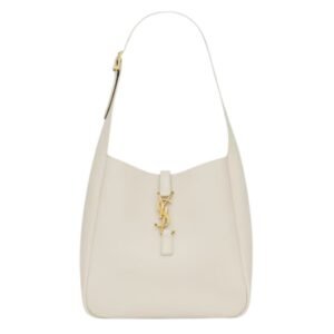 SAINT LAURENT WOMEN’S LE 5 À 7 SUPPLE BABY SHOULDER BAG IN GRAINED LEATHER BLANC VINTAGE