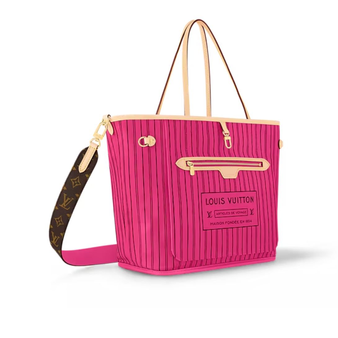 LOUIS VUITTON NEVERFULL BANDOULIÈRE INSIDE OUT MM MONOGRAM ROSE PONDICHERY