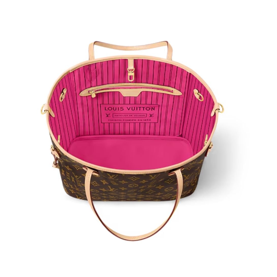 LOUIS VUITTON NEVERFULL BANDOULIÈRE INSIDE OUT MM MONOGRAM ROSE PONDICHERY