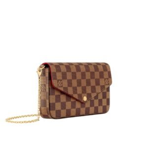 LOUIS VUITTON POCHETTE DAMIER EBENE MM/GM CERISE LINING