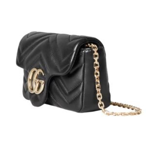 GUCCI GG MARMONT MATELASSÉ LEATHER SUPER MINI BAG BLACK