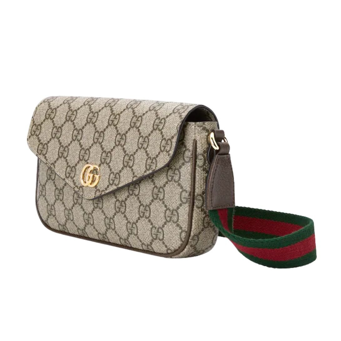 GUCCI OPHIDIA POCHETTE BEIGE AND EBONY