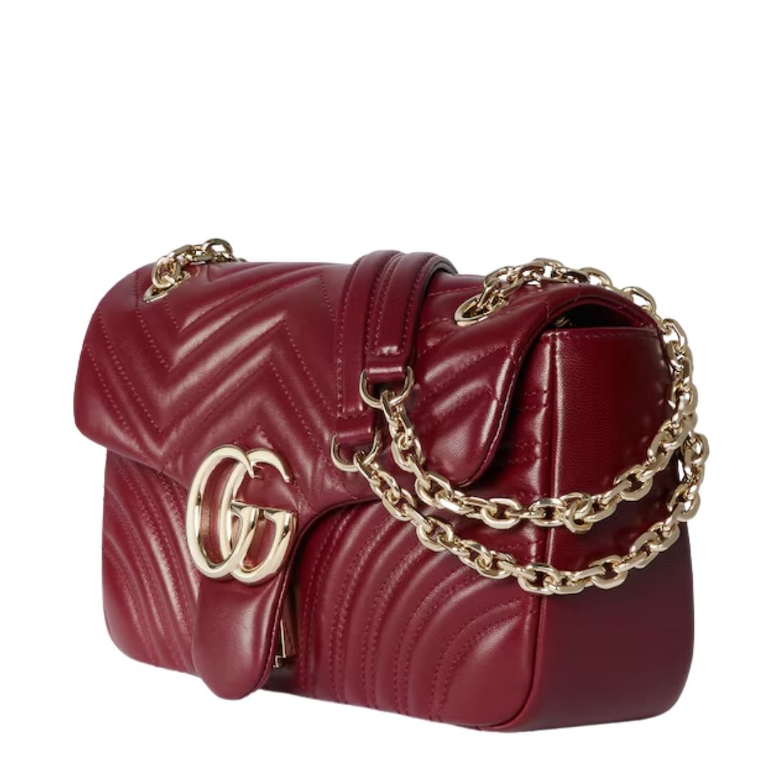 GUCCI GG MARMONT MEDIUM SHOULDER BAG ROSSO ANCORA RED