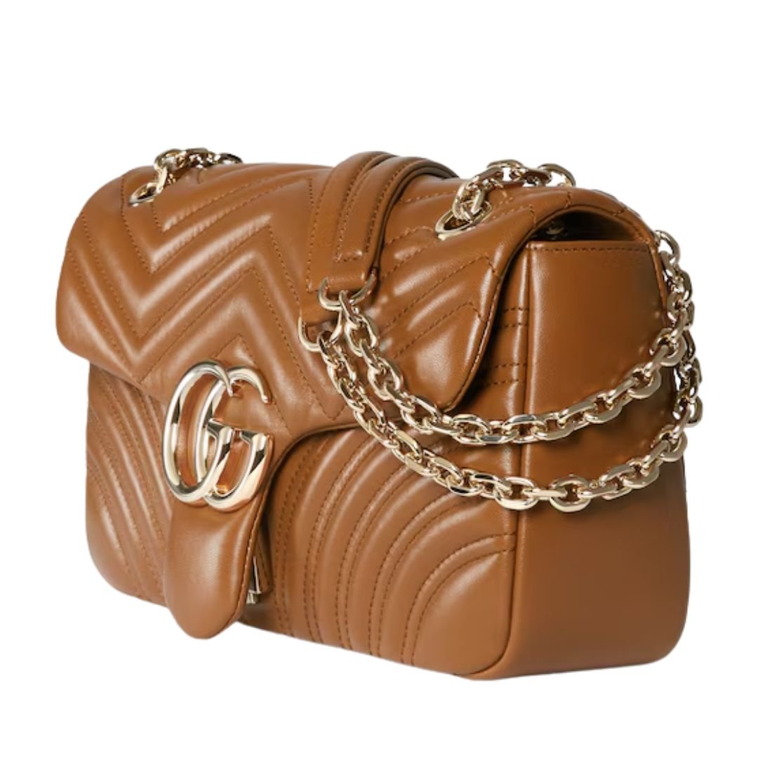 GUCCI GG MARMONT MEDIUM SHOULDER BAG BROWN LEATHER