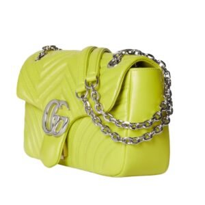 GUCCI GG MARMONT MEDIUM SHOULDER BAG BRIGHT GREEN LEATHER