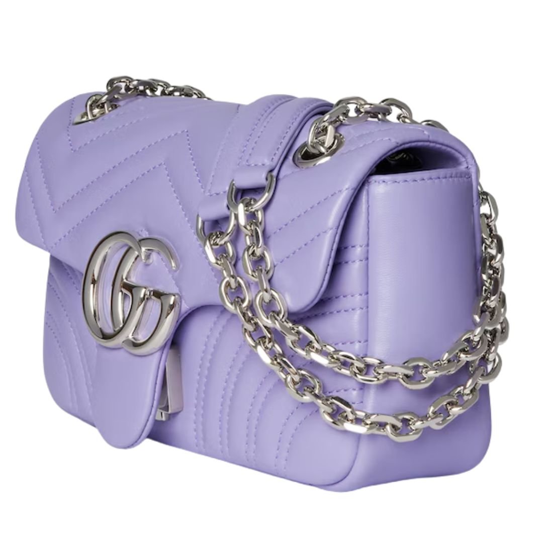GUCCI SMALL GG MARMONT SHOULDER BAG LILAC LEATHER