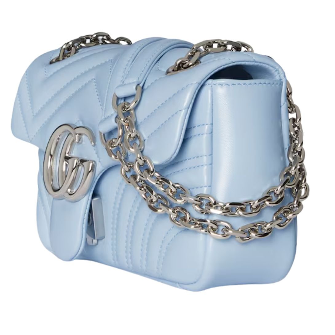 GUCCI SMALL GG MARMONT SHOULDER BAG LIGHT BLUE