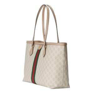 GUCCI OPHIDIA MEDIUM TOTE BAG BEIGE AND WHITE
