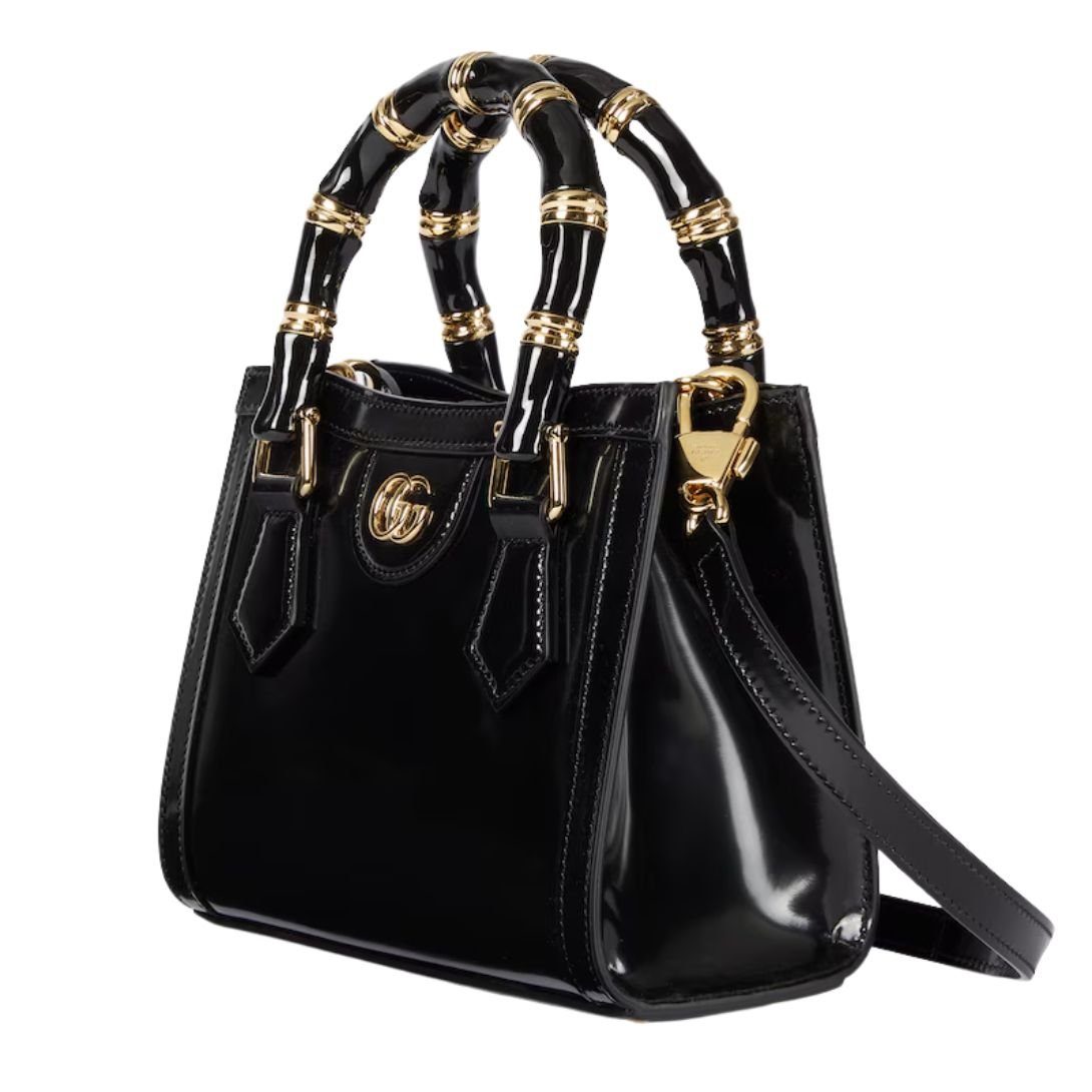 GUCCI DIANA SMALL TOTE BAG BLACK LEATHER