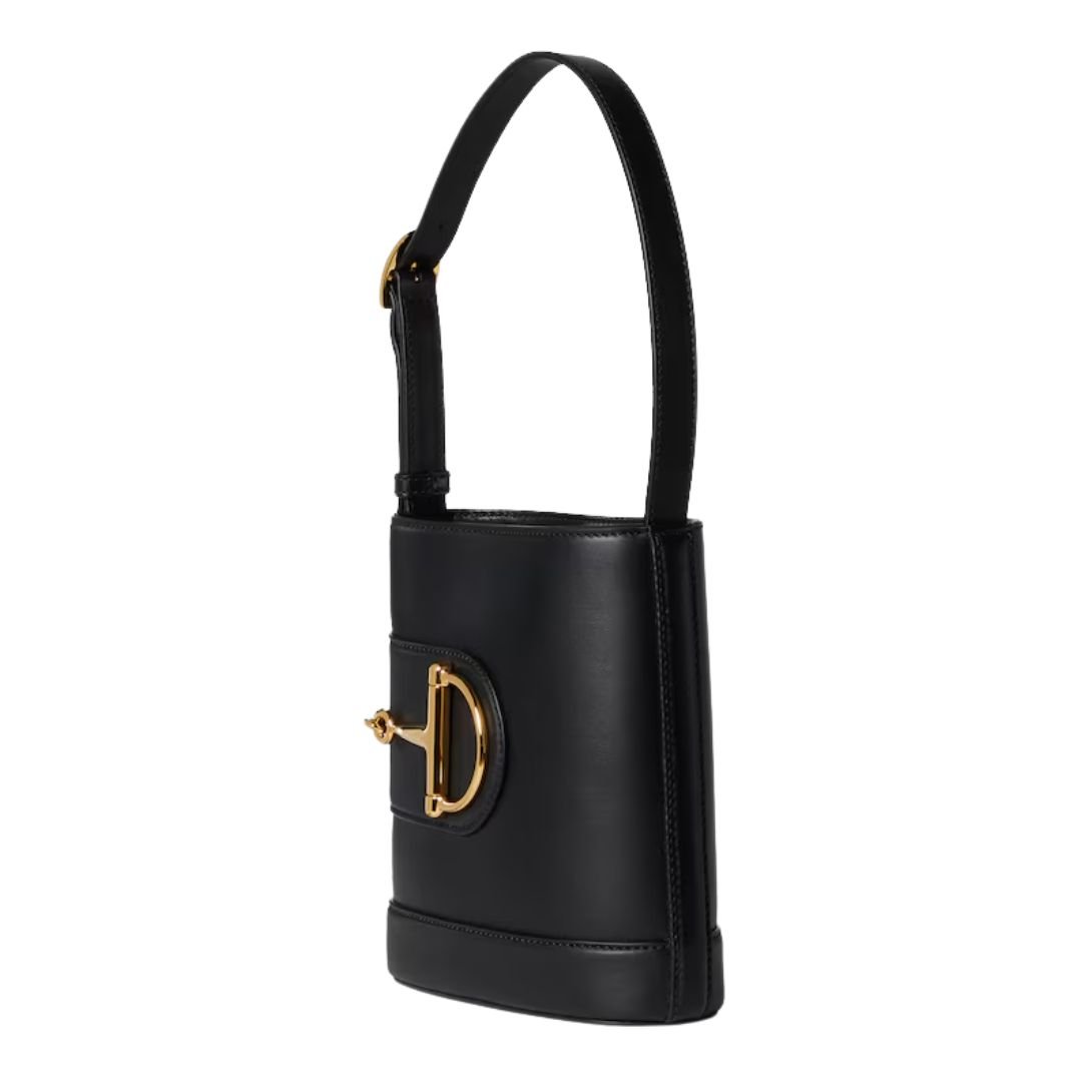 GUCCI 73 MINI BUCKET BAG BLACK LEATHER