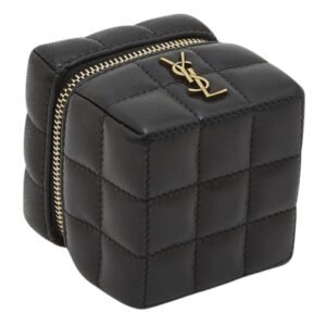 WOMEN’S SAINT LAURENT MINI YSL CUBE LEATHER TOP-HANDLE BAG BLACK