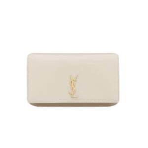 SAINT LAURENT WOMEN’S CASSANDRE PHONE HOLDER WITH STRAP BLANC VINTAGE