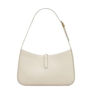 SAINT LAURENT WOMEN’S LE 5 À 7 LEATHER HOBO BLANC VINTAGE