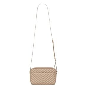 SAINT LAURENT WOMEN’S LOU CAMERA BAG IN QUILTED LEATHER DARK BEIGE