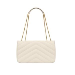 SAINT LAURENT WOMEN’S MEDIUM LOULOU LEATHER SHOULDER BAG IN BLANC VINTAGE
