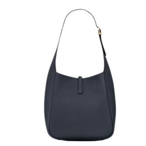 SAINT LAURENT WOMEN’S LE 5 À 7 SUPPLE BABY SHOULDER BAG IN GRAINED LEATHER BLEU ABYSSE