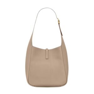 SAINT LAURENT WOMEN’S LE 5 À 7 SUPPLE BABY SHOULDER BAG IN GRAINED LEATHER DUSTY GREY