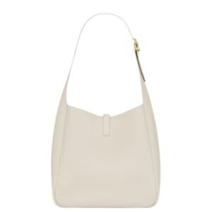 SAINT LAURENT WOMEN’S LE 5 À 7 SUPPLE BABY SHOULDER BAG IN GRAINED LEATHER BLANC VINTAGE