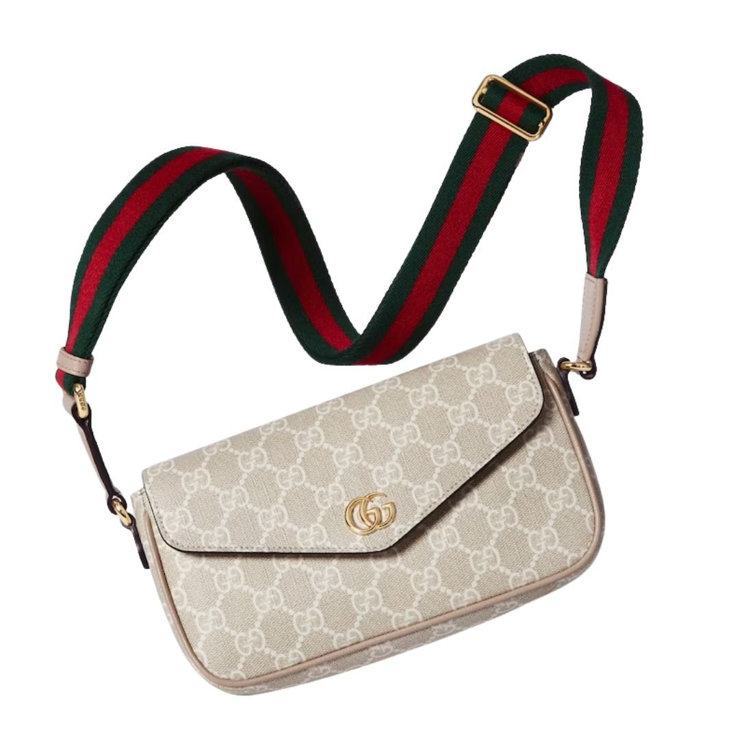 GUCCI OPHIDIA POCHETTE BEIGE AND OATMEAL