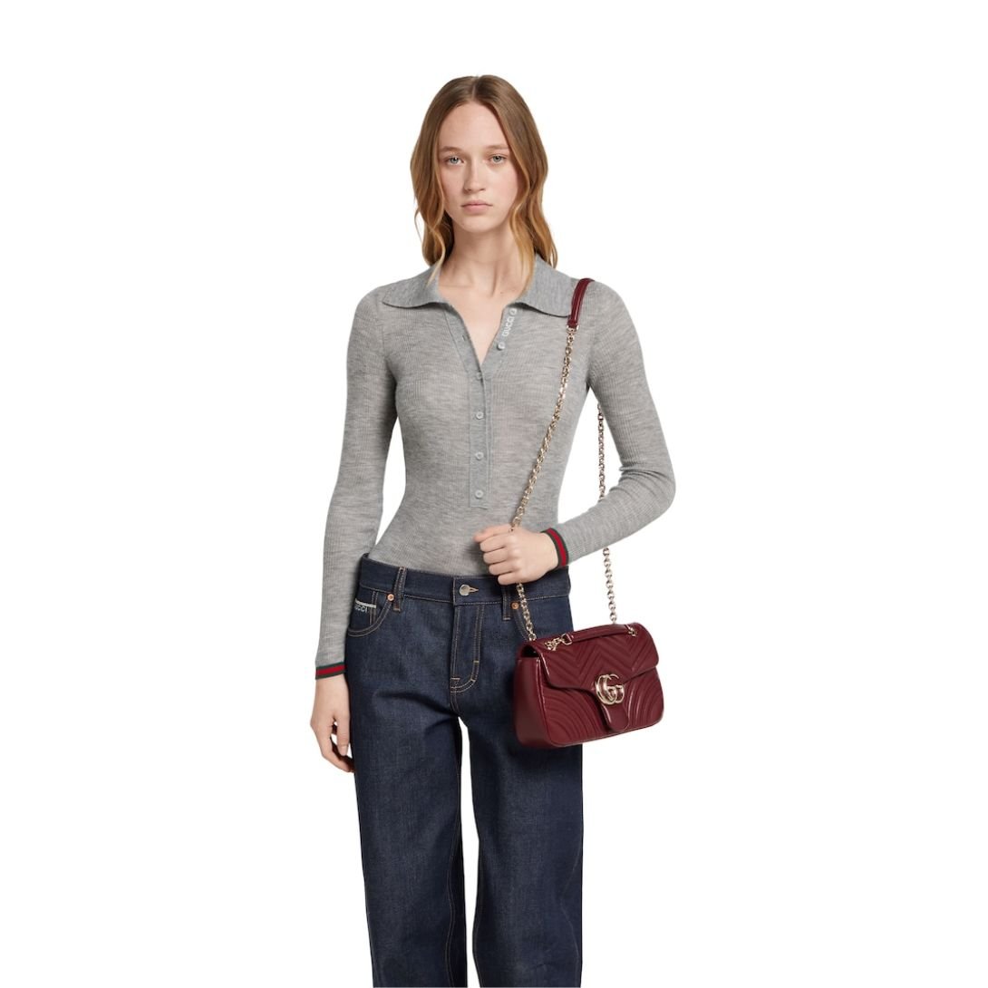 GUCCI GG MARMONT MEDIUM SHOULDER BAG ROSSO ANCORA RED