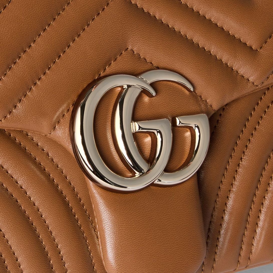 GUCCI GG MARMONT MEDIUM SHOULDER BAG BROWN LEATHER