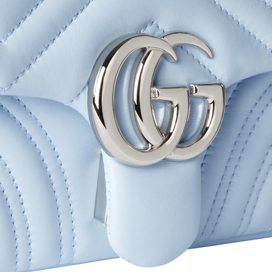 GUCCI SMALL GG MARMONT SHOULDER BAG LIGHT BLUE