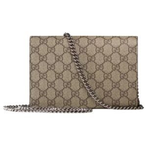 GUCCI DIONYSUS WALLET ON CHAIN WOMEN BEIGE AND EBONY