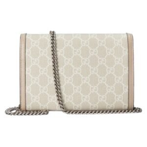 GUCCI DIONYSUS WALLET ON CHAIN WOMEN BEIGE AND WHITE