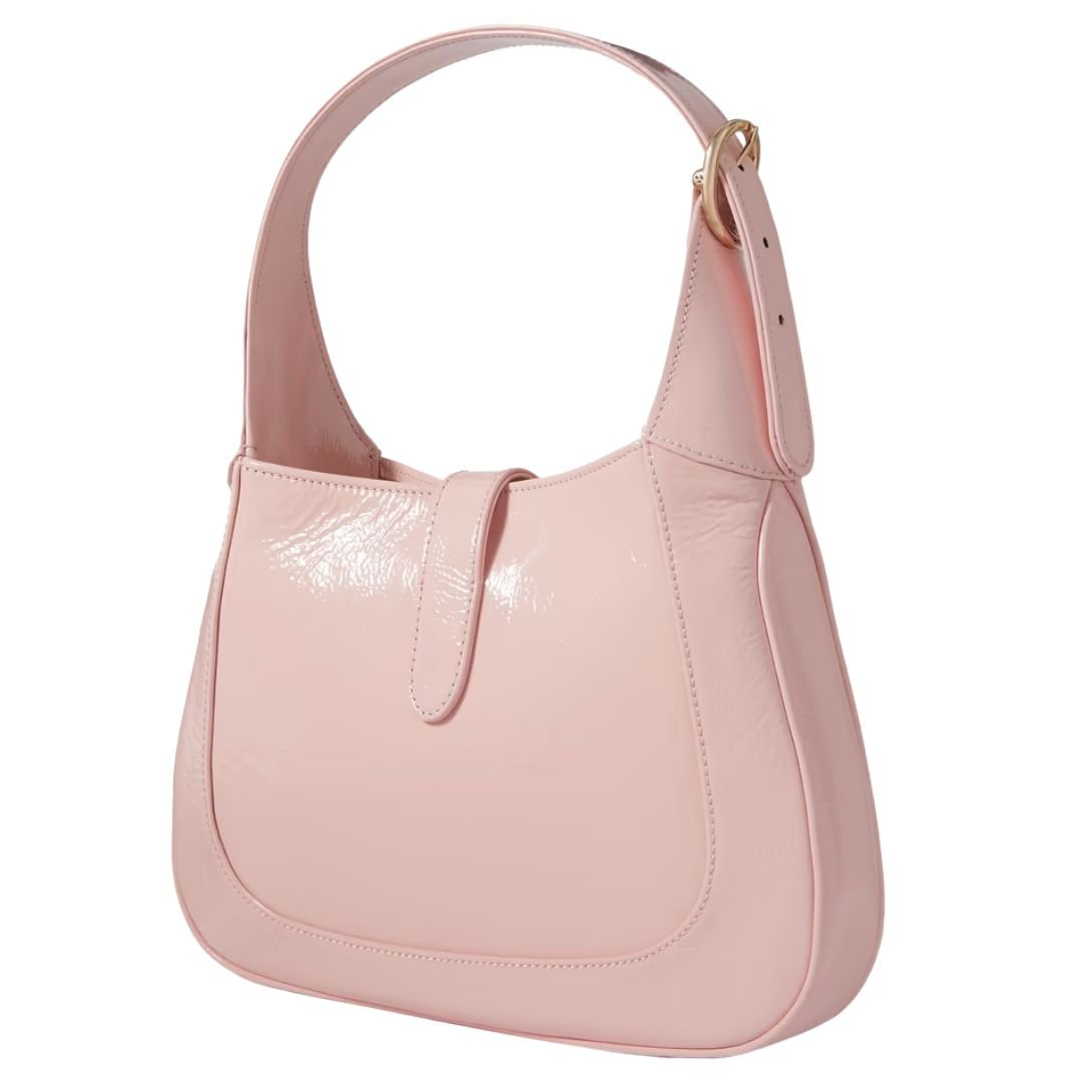 GUCCI JACKIE SMALL PATENT-LEATHER SHOULDER BAG BLUSH