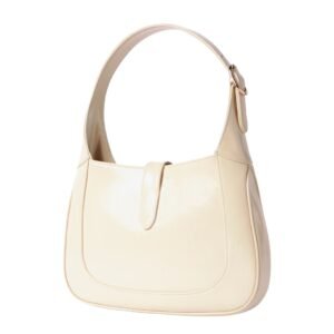 GUCCI JACKIE SMALL PATENT-LEATHER SHOULDER BAG IVORY