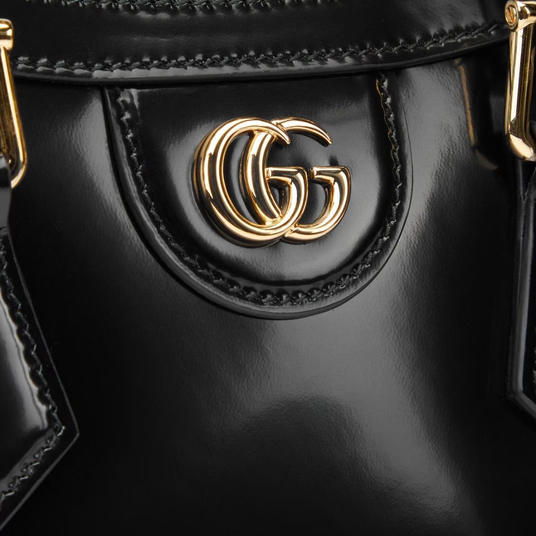 GUCCI DIANA SMALL TOTE BAG BLACK LEATHER