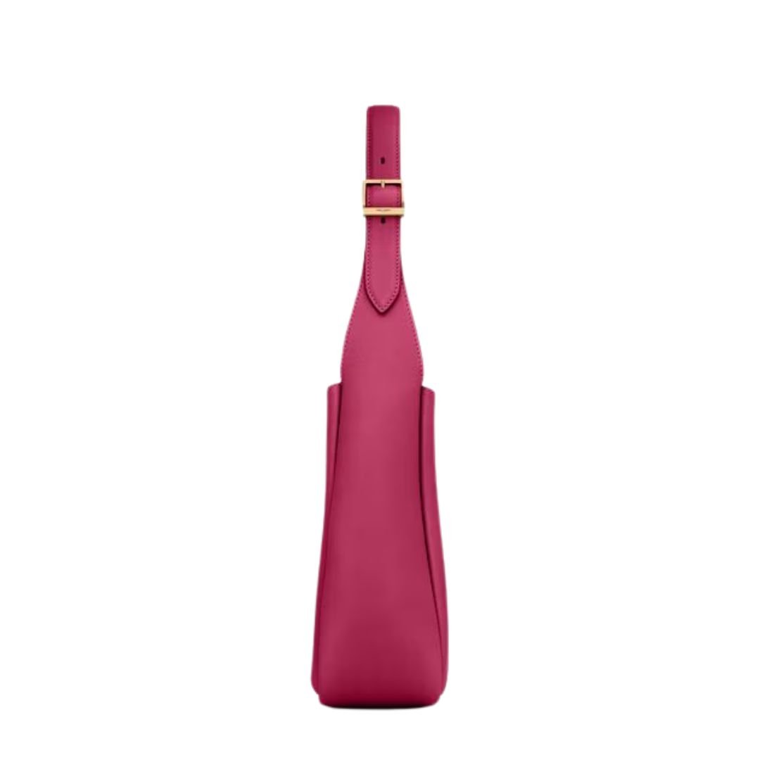 SAINT LAURENT WOMEN'S LE 5 À 7 SUPPLE BABY SHOULDER BAG IN GRAINED LEATHER RASPBERRY PINK