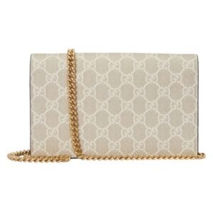 GUCCI GG MARMONT BI-COLOR WALLET ON CHAIN OATMEAL LEATHER