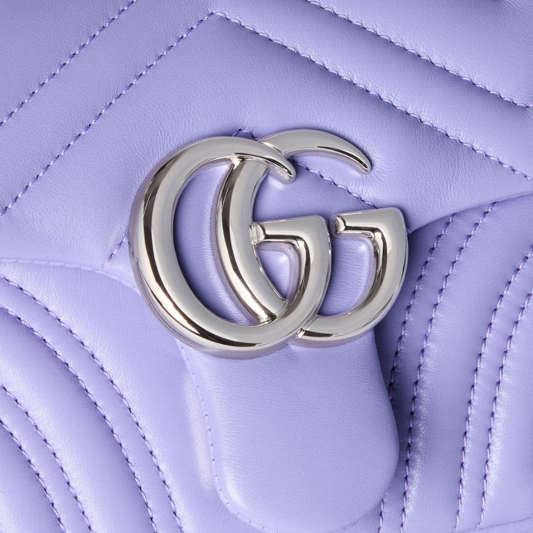 GUCCI SMALL GG MARMONT SHOULDER BAG LILAC LEATHER