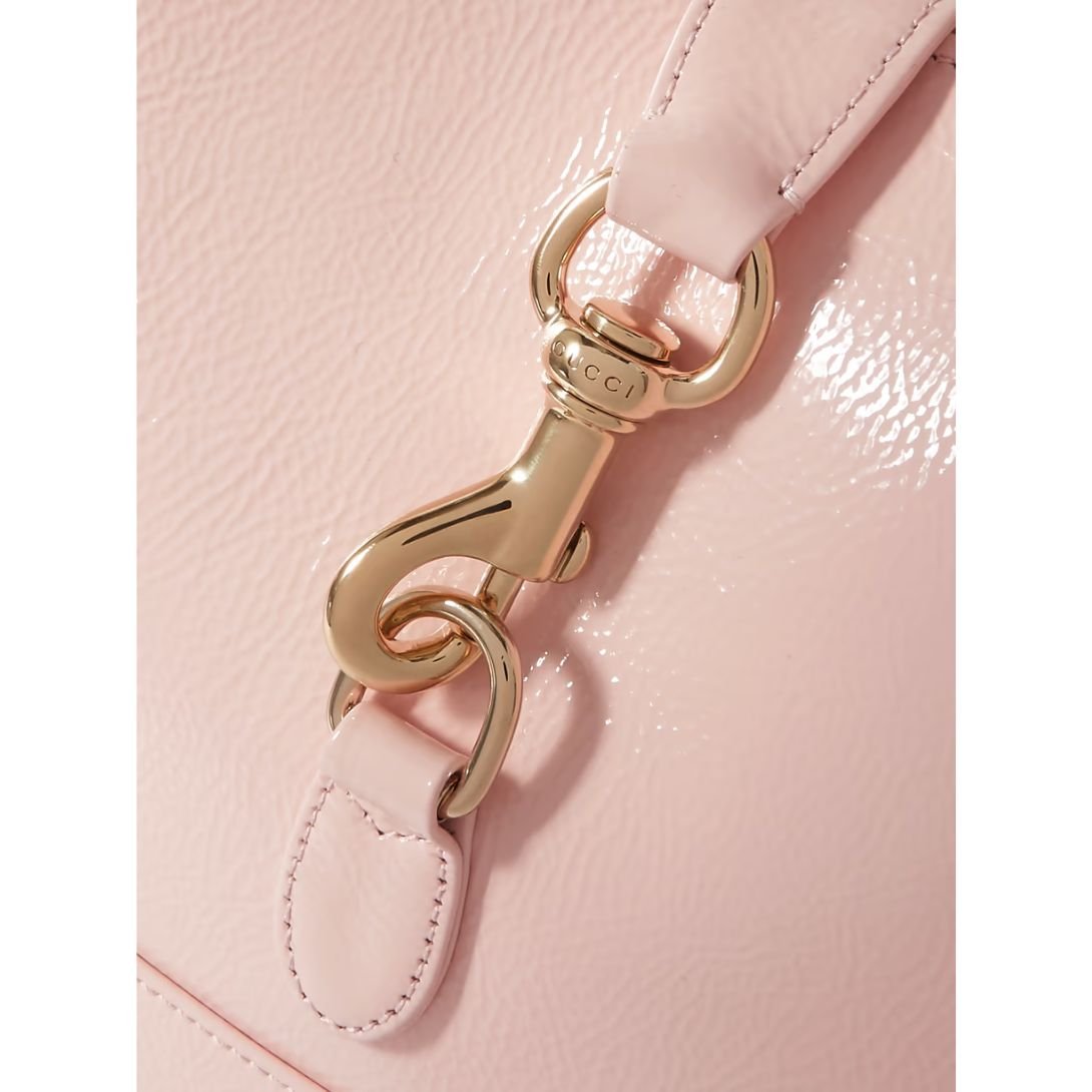 GUCCI JACKIE SMALL PATENT-LEATHER SHOULDER BAG BLUSH