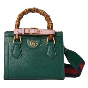GUCCI DIANA SMALL TOTE BAG GREEN LEATHER