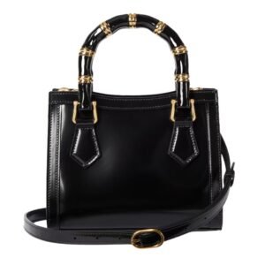 GUCCI DIANA SMALL TOTE BAG BLACK LEATHER