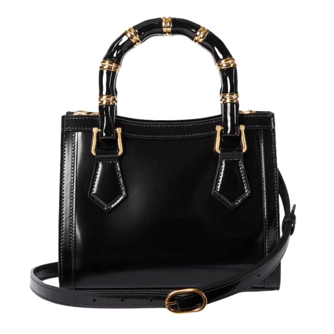 GUCCI DIANA SMALL TOTE BAG BLACK LEATHER