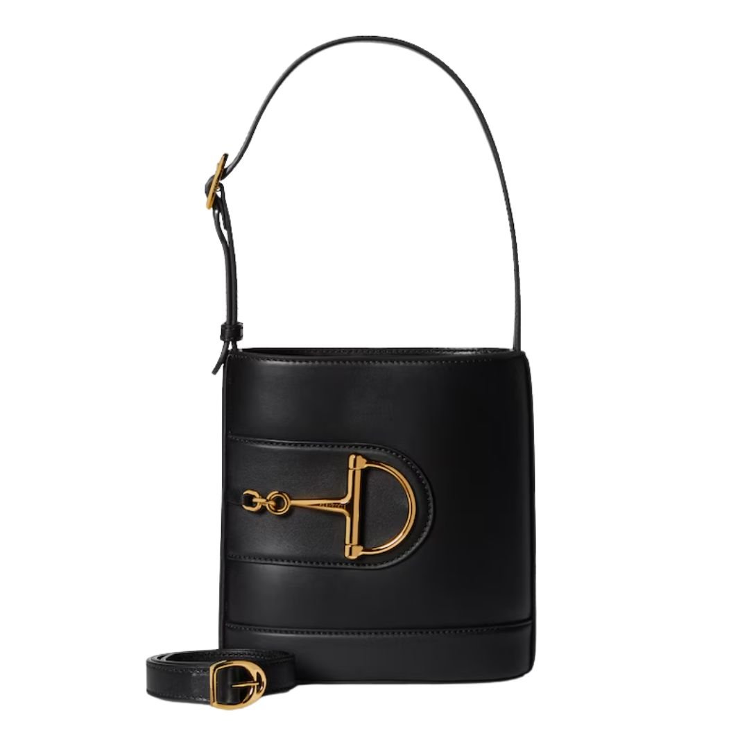GUCCI 73 MINI BUCKET BAG BLACK LEATHER
