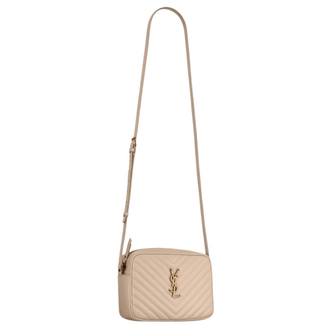 SAINT LAURENT WOMEN'S LOU CAMERA BAG IN QUILTED LEATHER DARK BEIGE