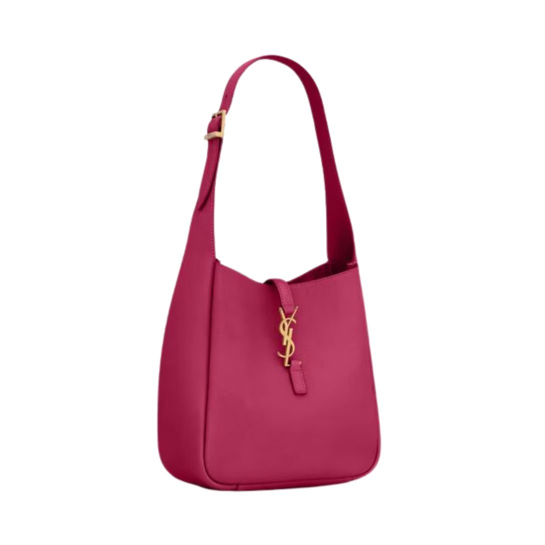 SAINT LAURENT WOMEN'S LE 5 À 7 SUPPLE BABY SHOULDER BAG IN GRAINED LEATHER RASPBERRY PINK