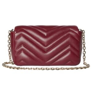 GUCCI GG MARMONT MATELASSÉ LEATHER SUPER MINI BAG ROSSO ANCORA RED