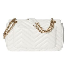 GUCCI GG MARMONT MEDIUM SHOULDER BAG WHITE LEATHER
