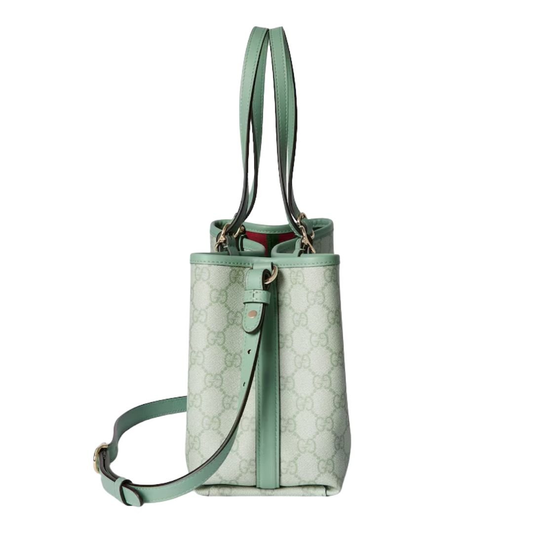 GUCCI GG EMBLEM MEDIUM TOTE BAG SAGE GREEN