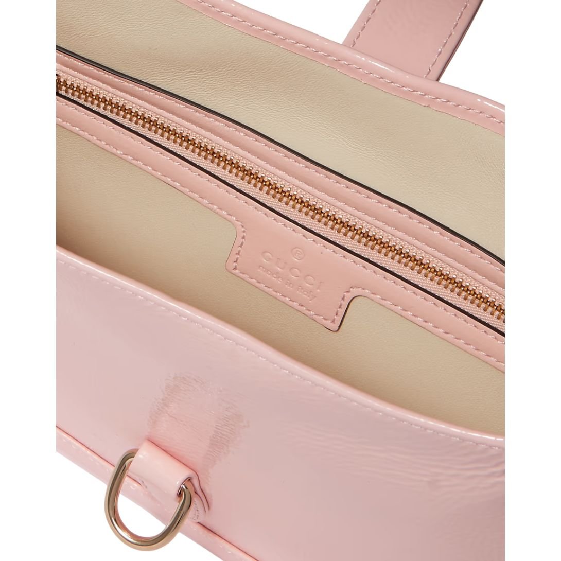 GUCCI JACKIE SMALL PATENT-LEATHER SHOULDER BAG BLUSH